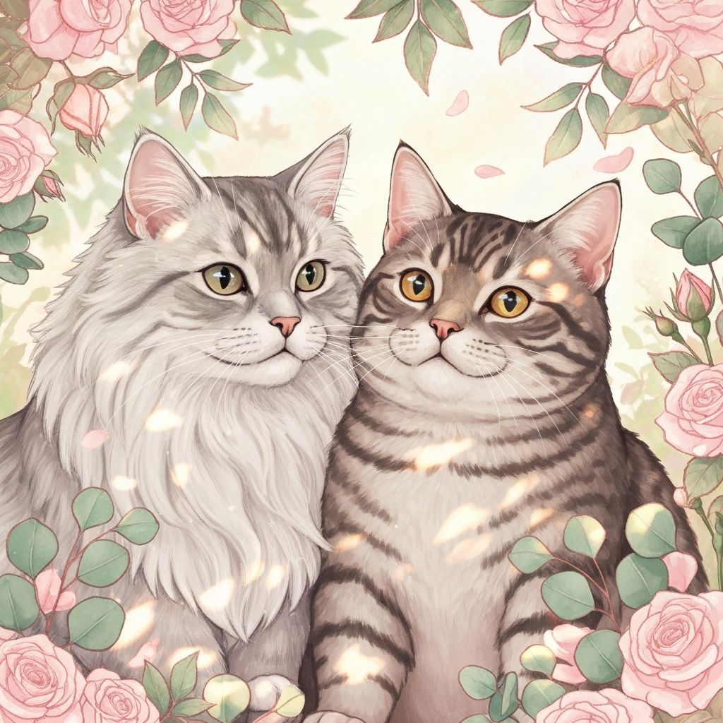Ilustración de Maya y Luna, las gatas de Caro y Santi